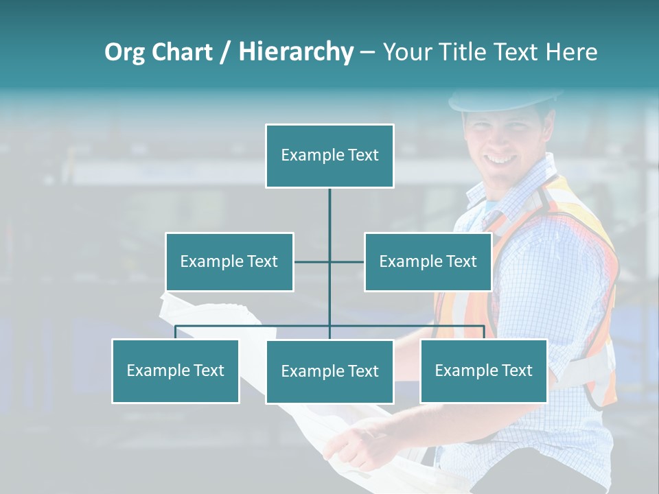 Construction Project Male Architect Checking The Blueprints Of A New Building PowerPoint Template