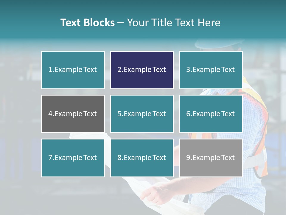 Construction Project Male Architect Checking The Blueprints Of A New Building PowerPoint Template
