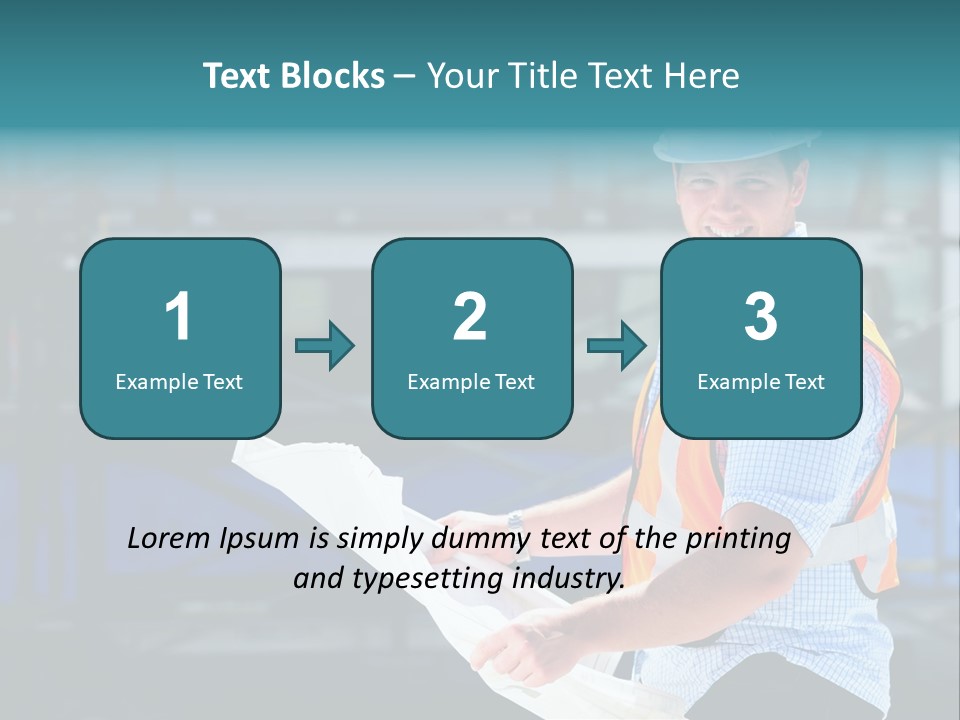 Construction Project Male Architect Checking The Blueprints Of A New Building PowerPoint Template