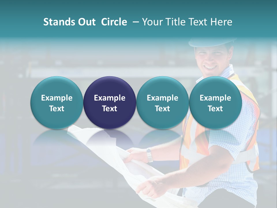 Construction Project Male Architect Checking The Blueprints Of A New Building PowerPoint Template