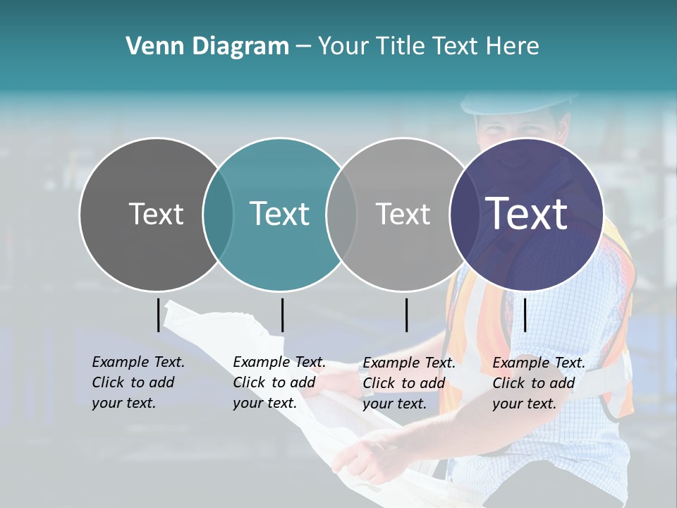 Construction Project Male Architect Checking The Blueprints Of A New Building PowerPoint Template