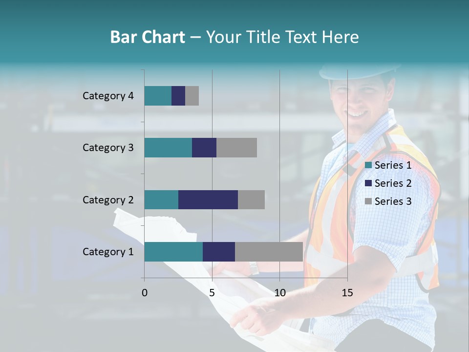 Construction Project Male Architect Checking The Blueprints Of A New Building PowerPoint Template