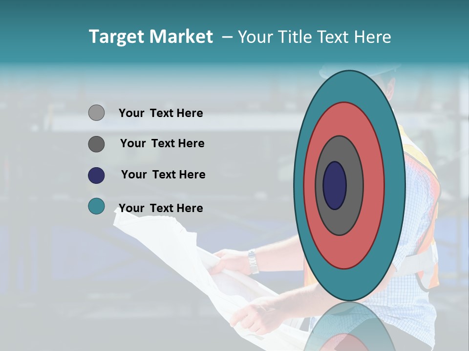 Construction Project Male Architect Checking The Blueprints Of A New Building PowerPoint Template