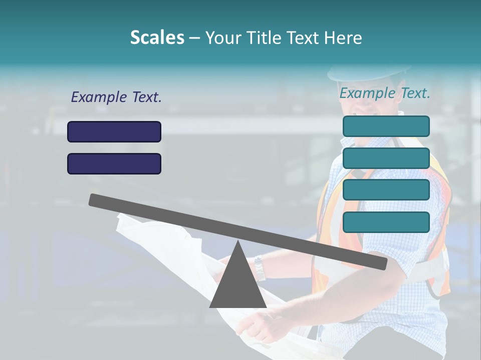 Construction Project Male Architect Checking The Blueprints Of A New Building PowerPoint Template