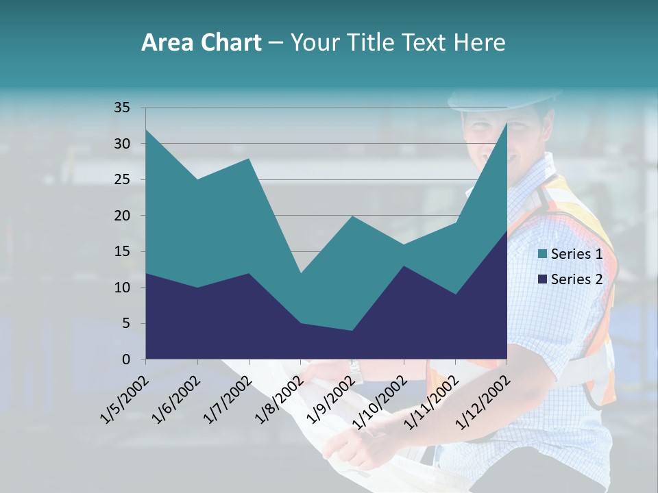 Construction Project Male Architect Checking The Blueprints Of A New Building PowerPoint Template