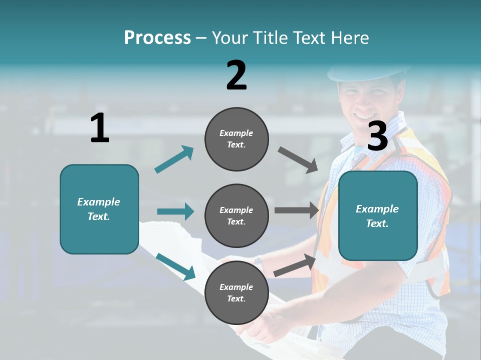 Construction Project Male Architect Checking The Blueprints Of A New Building PowerPoint Template