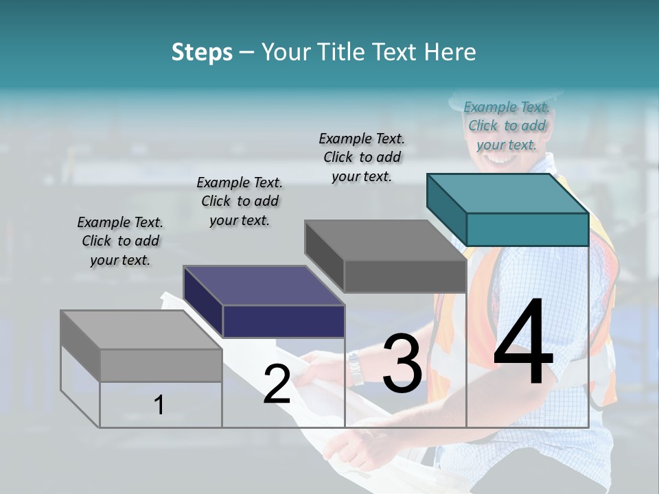 Construction Project Male Architect Checking The Blueprints Of A New Building PowerPoint Template