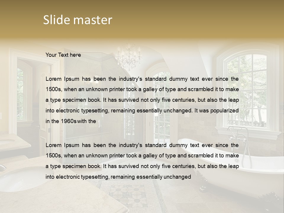 Master Bath With Old Fashioned Tub PowerPoint Template