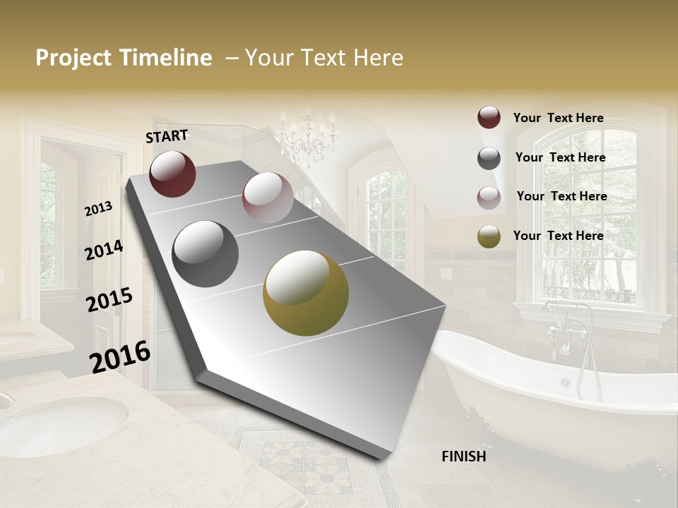 Master Bath With Old Fashioned Tub PowerPoint Template