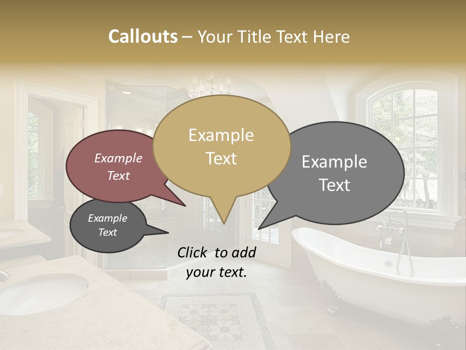 Master Bath With Old Fashioned Tub PowerPoint Template