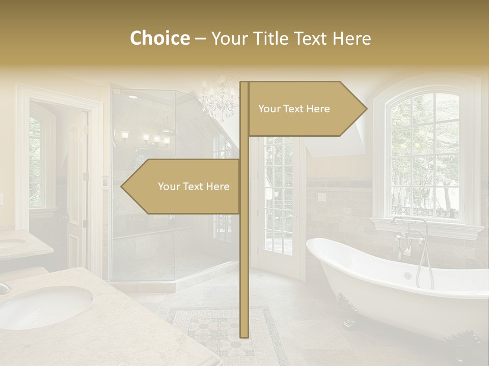 Master Bath With Old Fashioned Tub PowerPoint Template