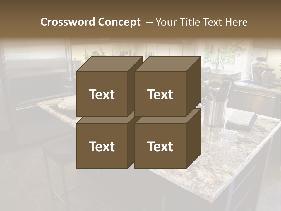 Modern Designer Kitchen With A Granite Island. PowerPoint Template