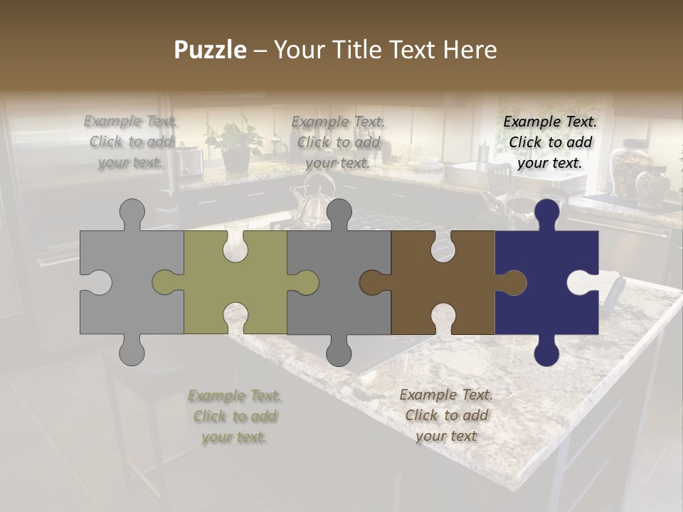 Modern Designer Kitchen With A Granite Island. PowerPoint Template