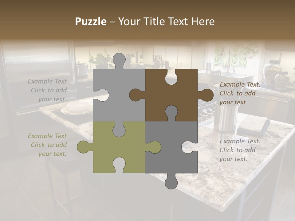 Modern Designer Kitchen With A Granite Island. PowerPoint Template