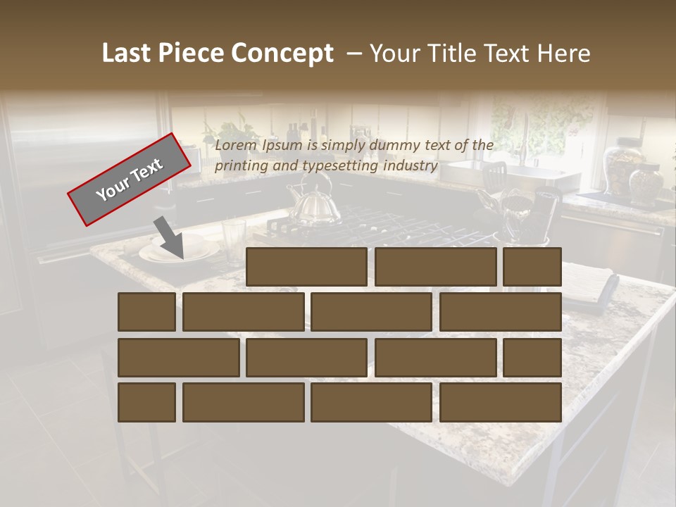 Modern Designer Kitchen With A Granite Island. PowerPoint Template