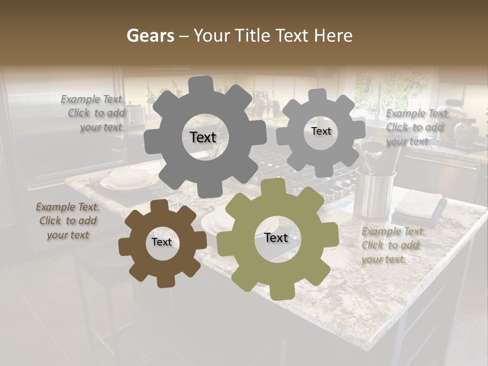 Modern Designer Kitchen With A Granite Island. PowerPoint Template