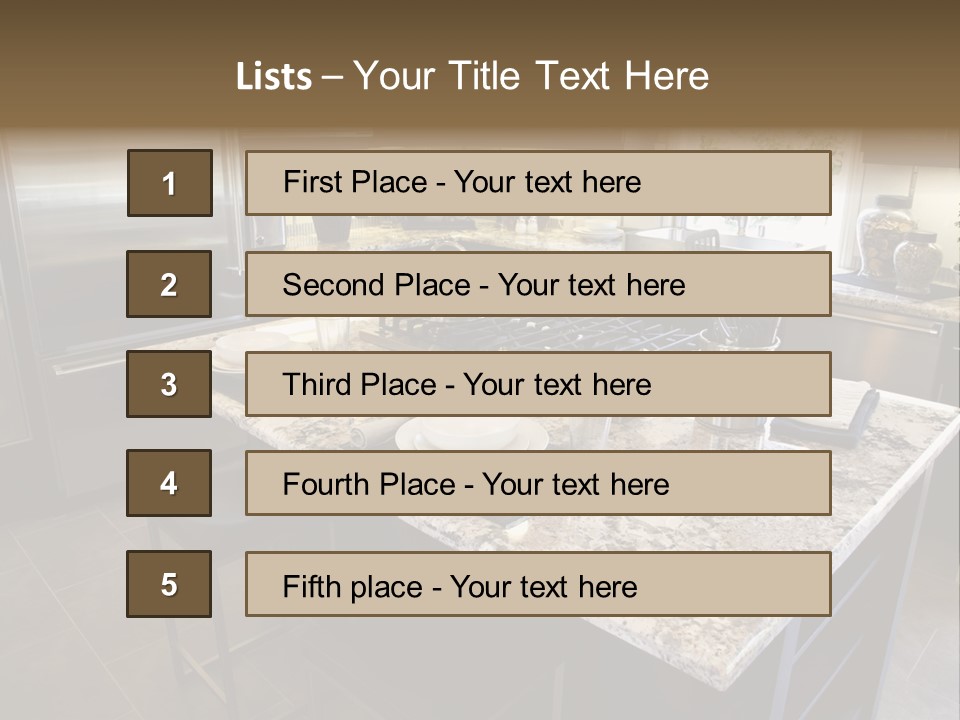 Modern Designer Kitchen With A Granite Island. PowerPoint Template
