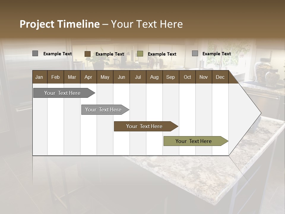 Modern Designer Kitchen With A Granite Island. PowerPoint Template