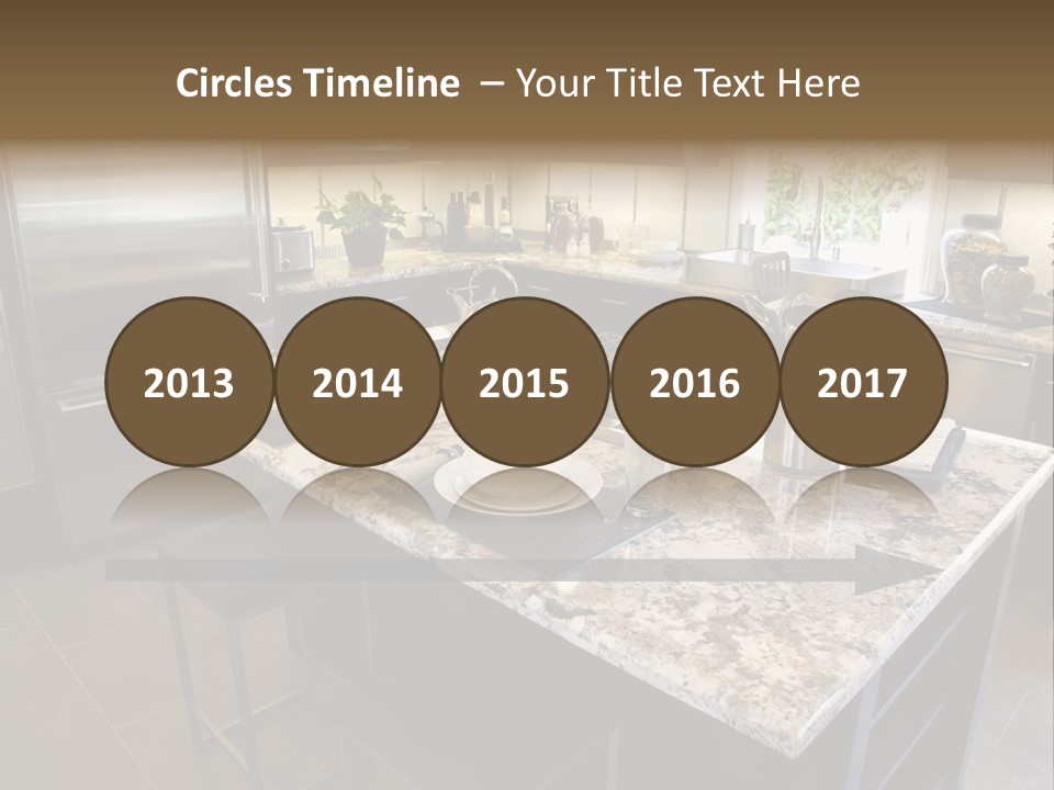 Modern Designer Kitchen With A Granite Island. PowerPoint Template