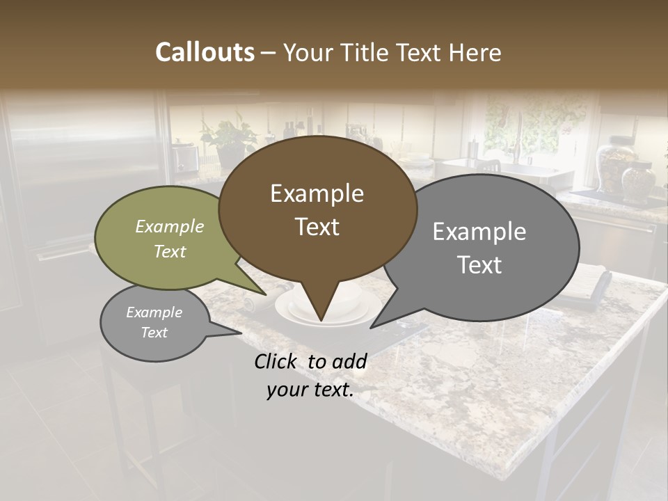 Modern Designer Kitchen With A Granite Island. PowerPoint Template