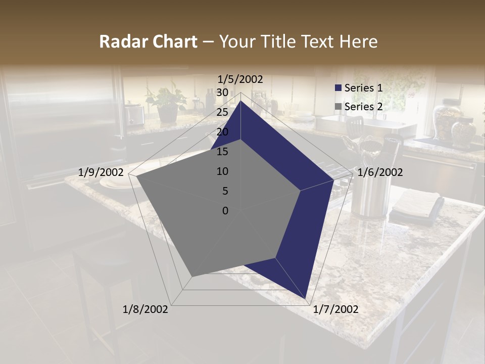Modern Designer Kitchen With A Granite Island. PowerPoint Template