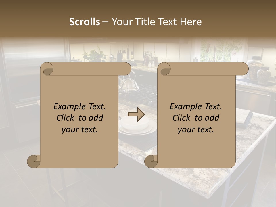 Modern Designer Kitchen With A Granite Island. PowerPoint Template