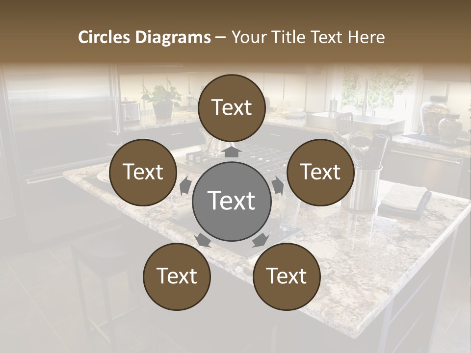 Modern Designer Kitchen With A Granite Island. PowerPoint Template