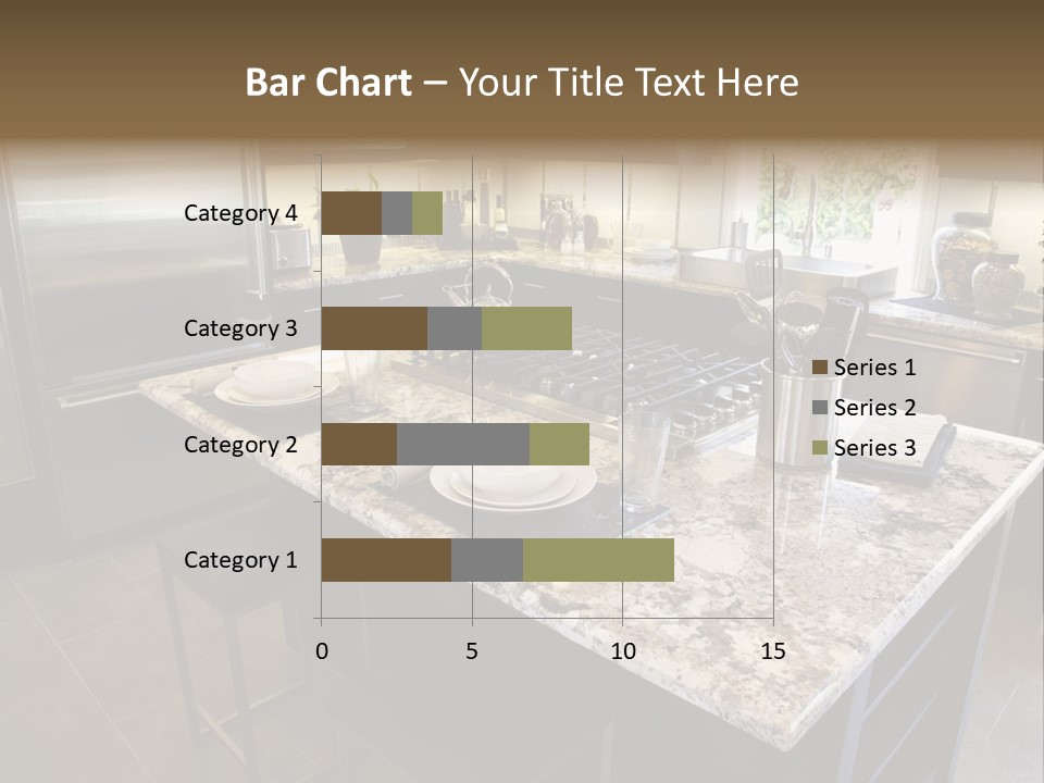 Modern Designer Kitchen With A Granite Island. PowerPoint Template