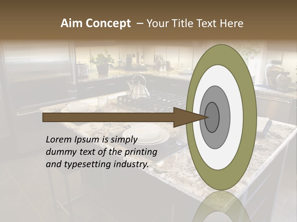 Modern Designer Kitchen With A Granite Island. PowerPoint Template