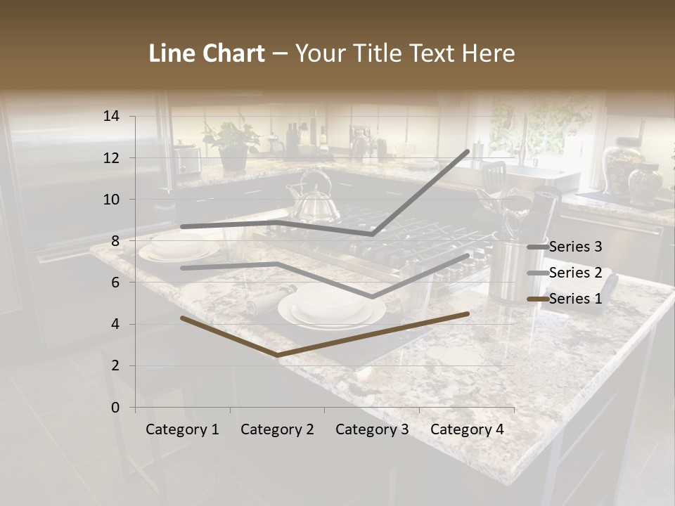 Modern Designer Kitchen With A Granite Island. PowerPoint Template