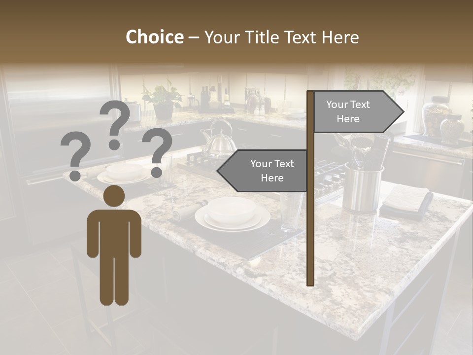 Modern Designer Kitchen With A Granite Island. PowerPoint Template