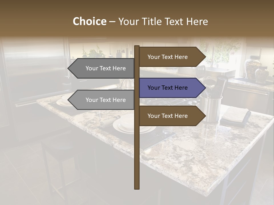 Modern Designer Kitchen With A Granite Island. PowerPoint Template