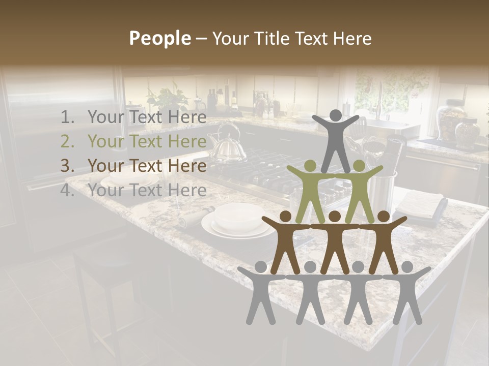 Modern Designer Kitchen With A Granite Island. PowerPoint Template