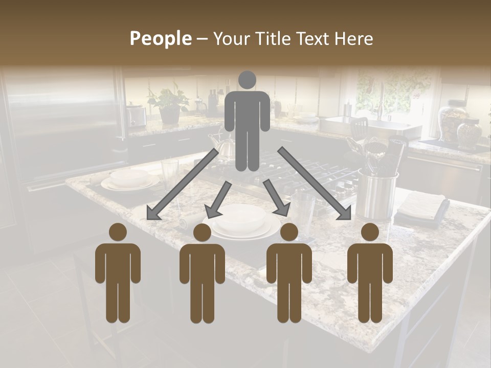 Modern Designer Kitchen With A Granite Island. PowerPoint Template