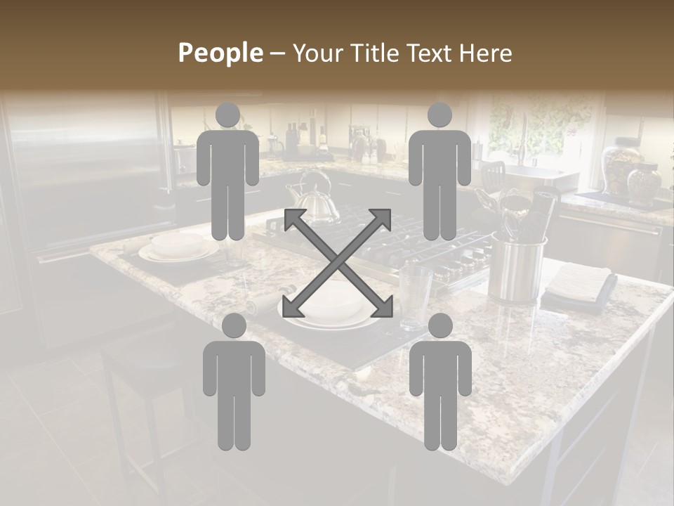 Modern Designer Kitchen With A Granite Island. PowerPoint Template