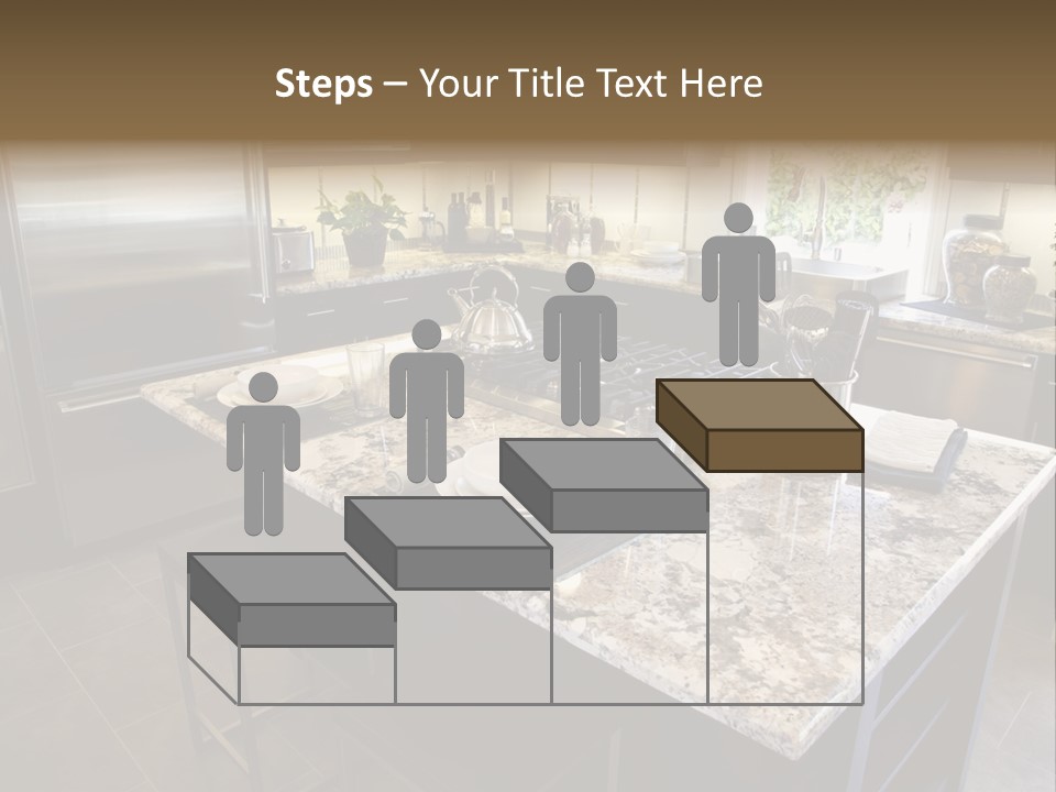 Modern Designer Kitchen With A Granite Island. PowerPoint Template