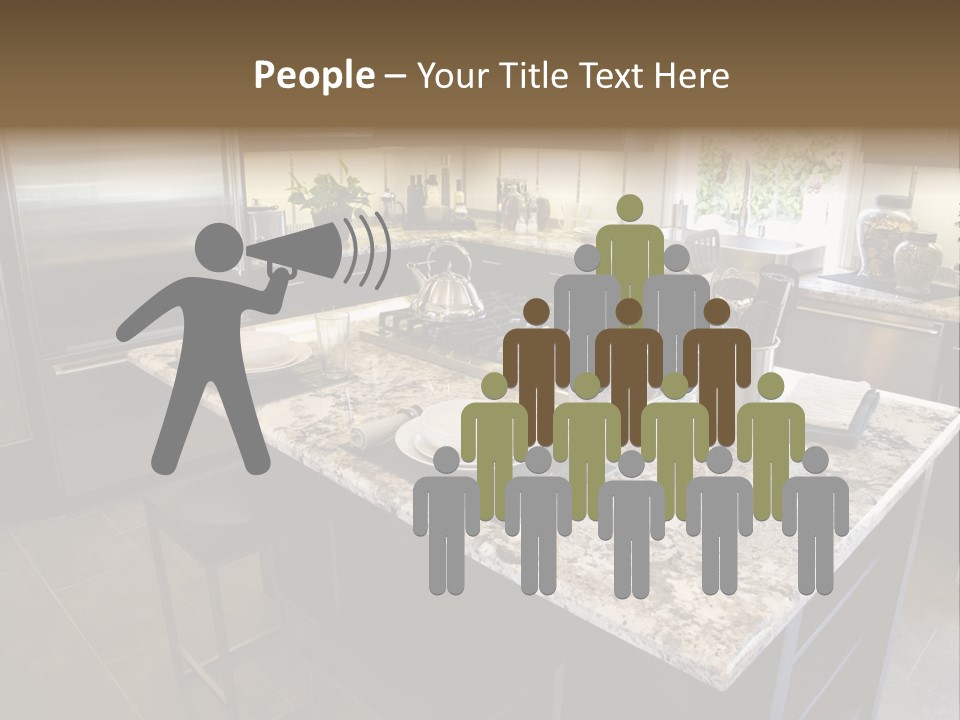 Modern Designer Kitchen With A Granite Island. PowerPoint Template