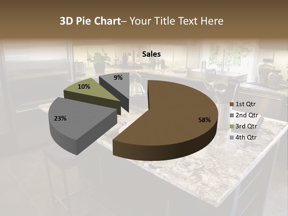Modern Designer Kitchen With A Granite Island. PowerPoint Template
