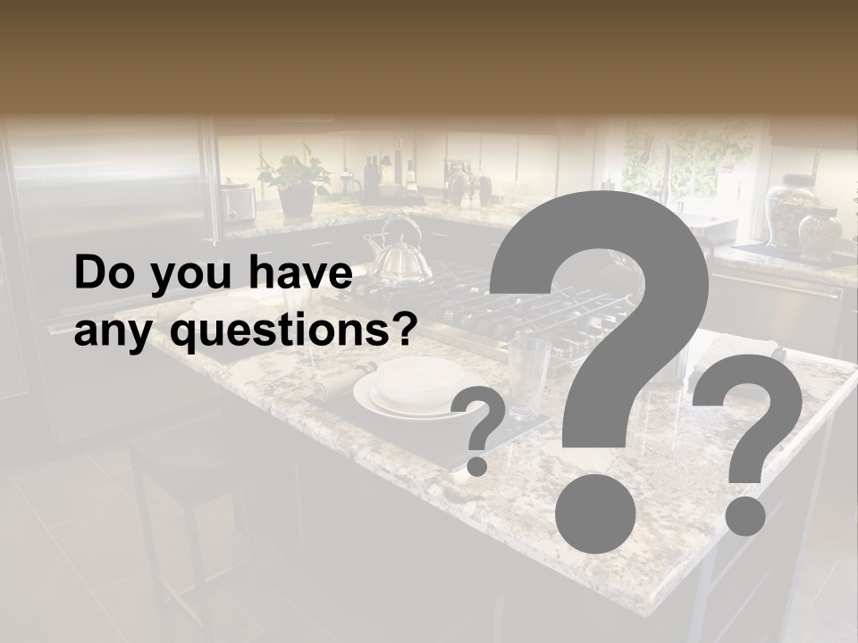 Modern Designer Kitchen With A Granite Island. PowerPoint Template