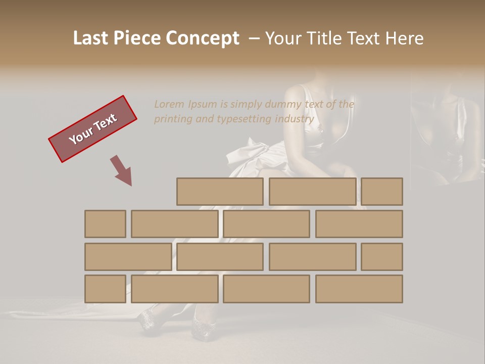 Sitting Beautiful Woman Beside Mirror PowerPoint Template