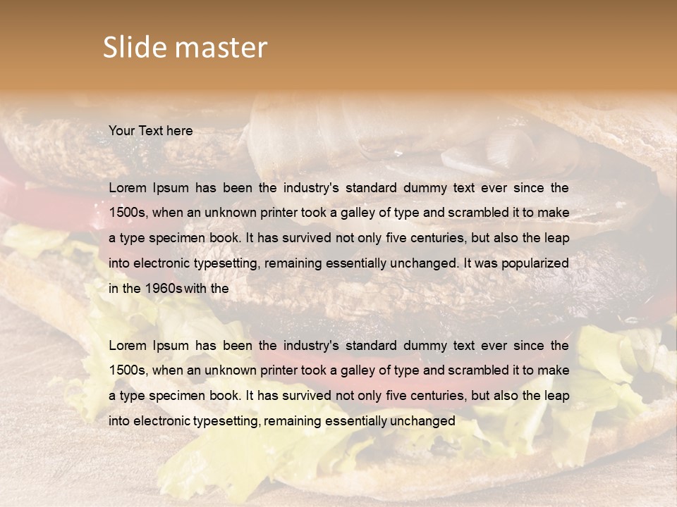 Portobello Sandwich With Grilled Onion Lettuce And Tomato PowerPoint Template