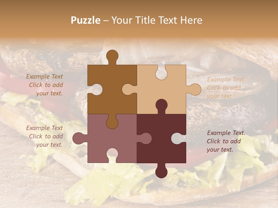 Portobello Sandwich With Grilled Onion Lettuce And Tomato PowerPoint Template