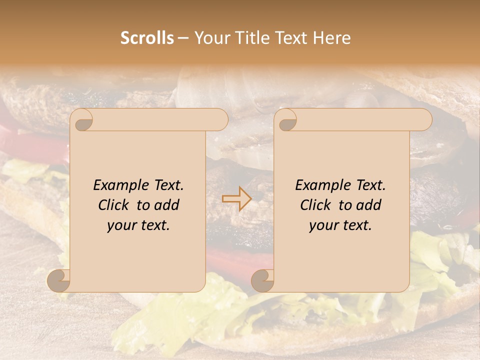 Portobello Sandwich With Grilled Onion Lettuce And Tomato PowerPoint Template