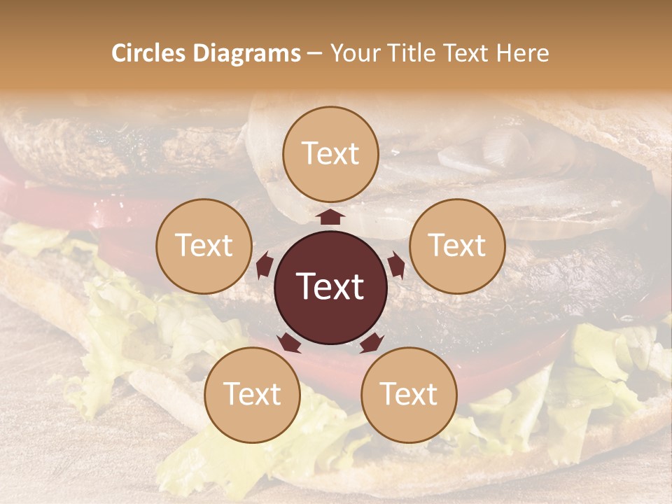 Portobello Sandwich With Grilled Onion Lettuce And Tomato PowerPoint Template