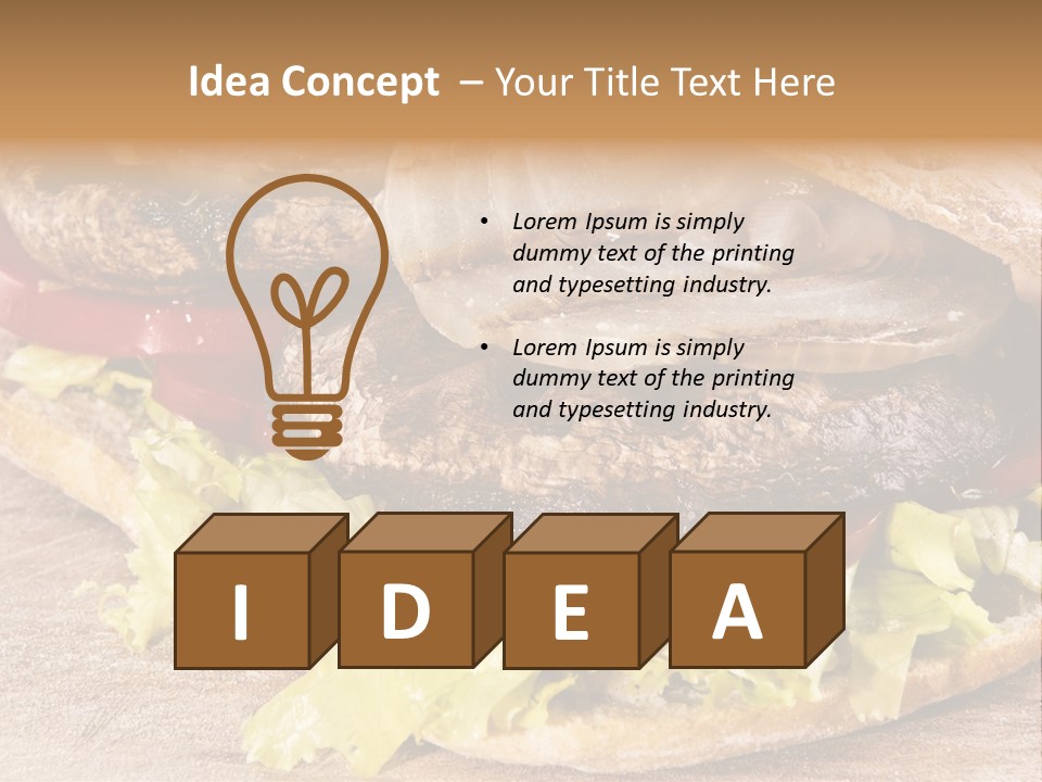 Portobello Sandwich With Grilled Onion Lettuce And Tomato PowerPoint Template