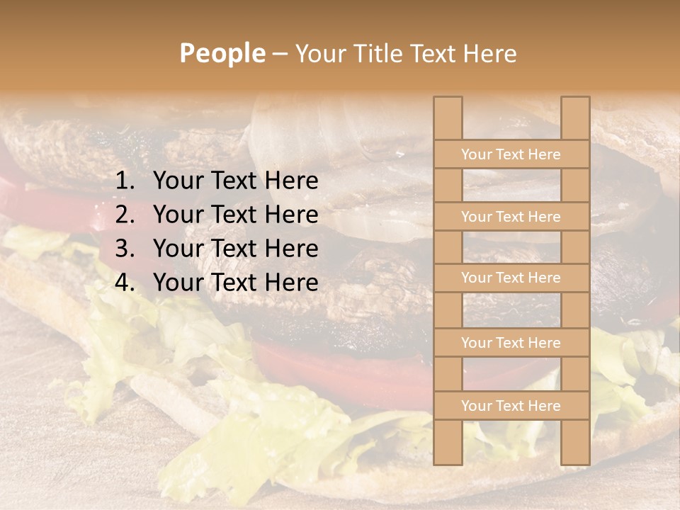 Portobello Sandwich With Grilled Onion Lettuce And Tomato PowerPoint Template