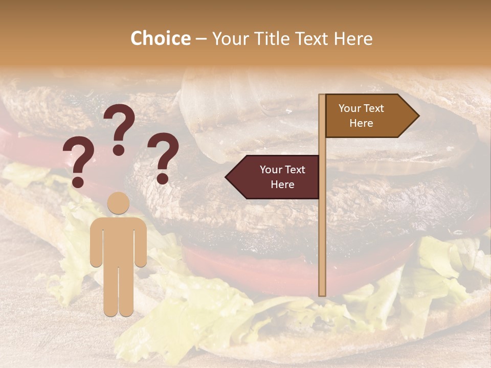 Portobello Sandwich With Grilled Onion Lettuce And Tomato PowerPoint Template