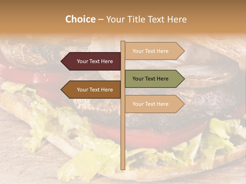 Portobello Sandwich With Grilled Onion Lettuce And Tomato PowerPoint Template