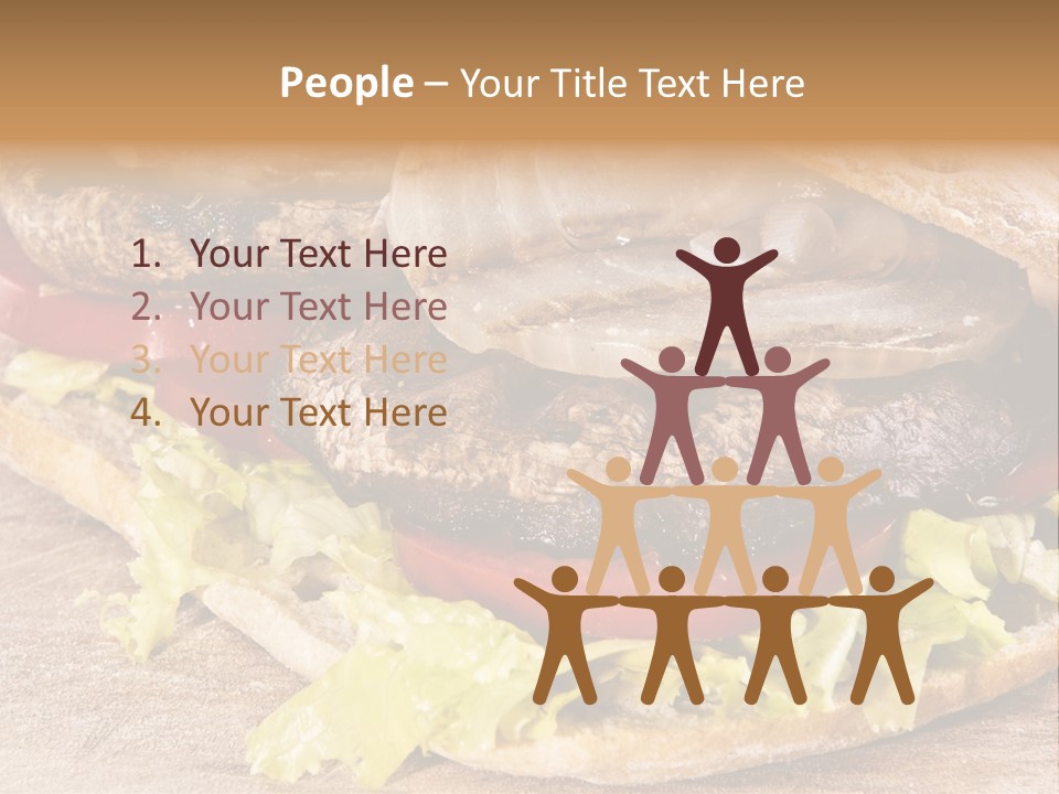 Portobello Sandwich With Grilled Onion Lettuce And Tomato PowerPoint Template