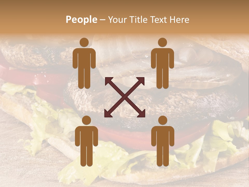 Portobello Sandwich With Grilled Onion Lettuce And Tomato PowerPoint Template